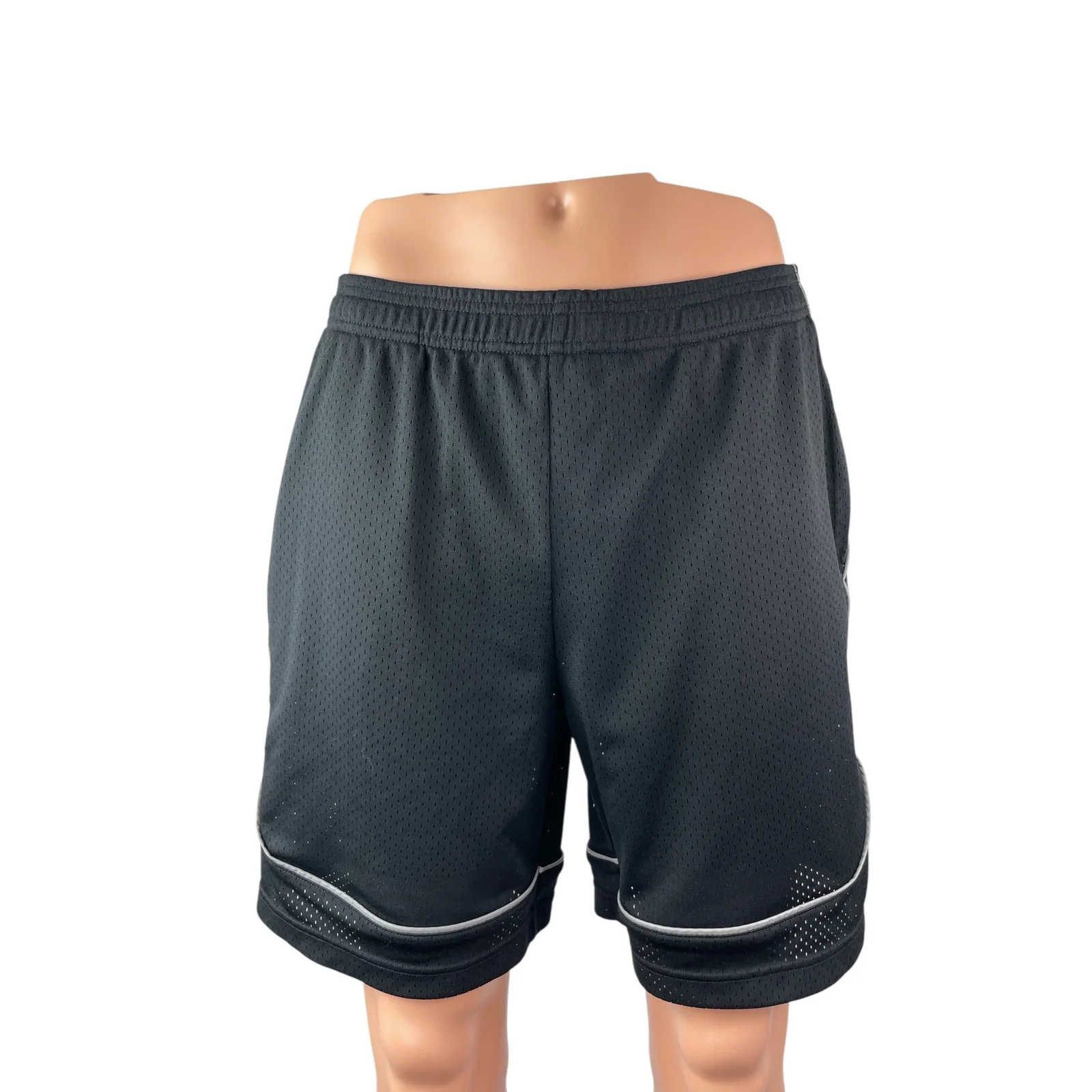ASRV Men's Black Mesh Pull On Workout Running Gym Yoga Athletic Shorts Size L