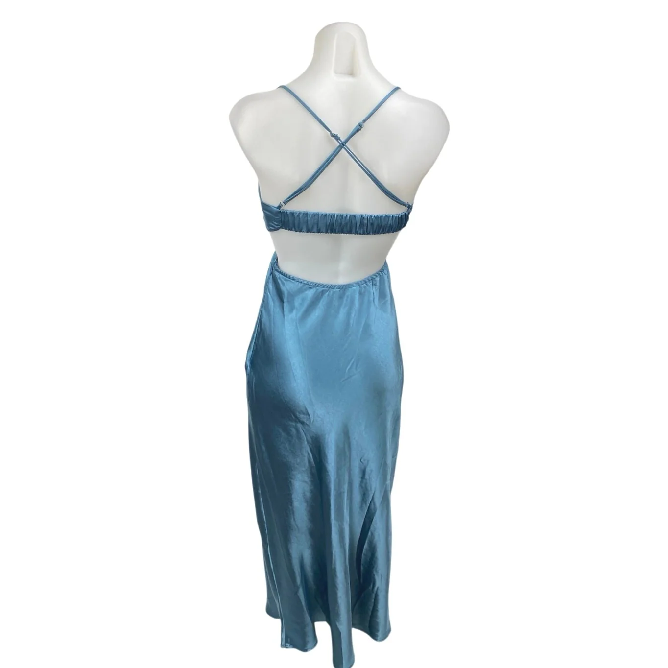 ASTR Silky Satin Sleeveless Cami Camisole Cowl Neck Cutout Midi Bodycon Dress XS - Image 2