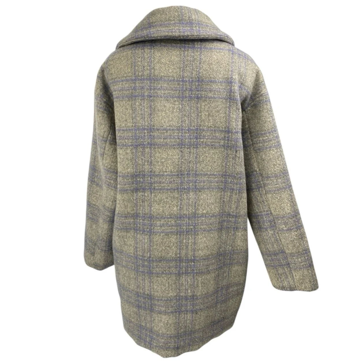 ASTR The Label Gray Plaid Checkered Long Sleeve Button Trench Over Coat Jacket M - Image 2