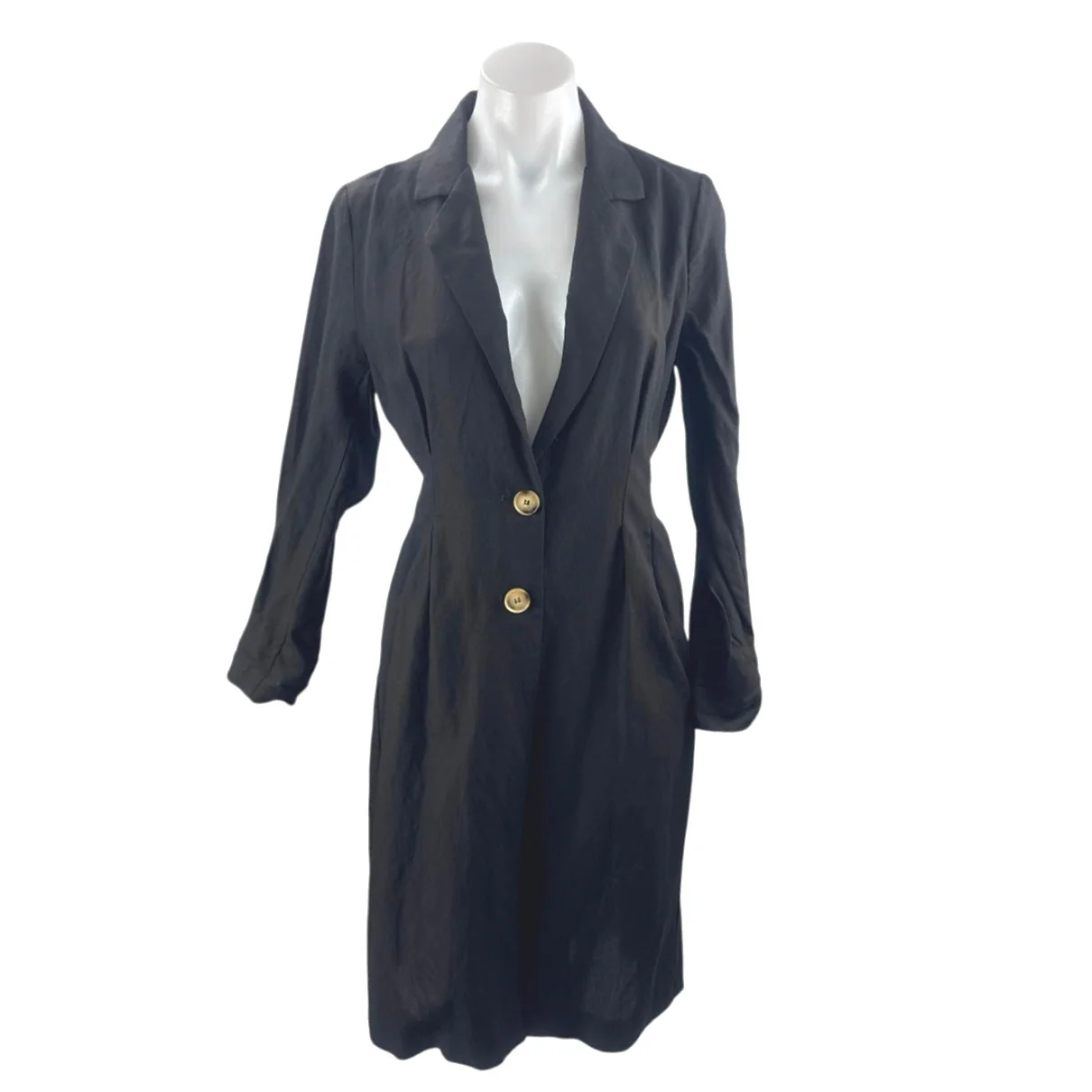 ASTR The Label Reed Black Linen Long Sleeve Midi Pencil Sheath Blazer Dress XS