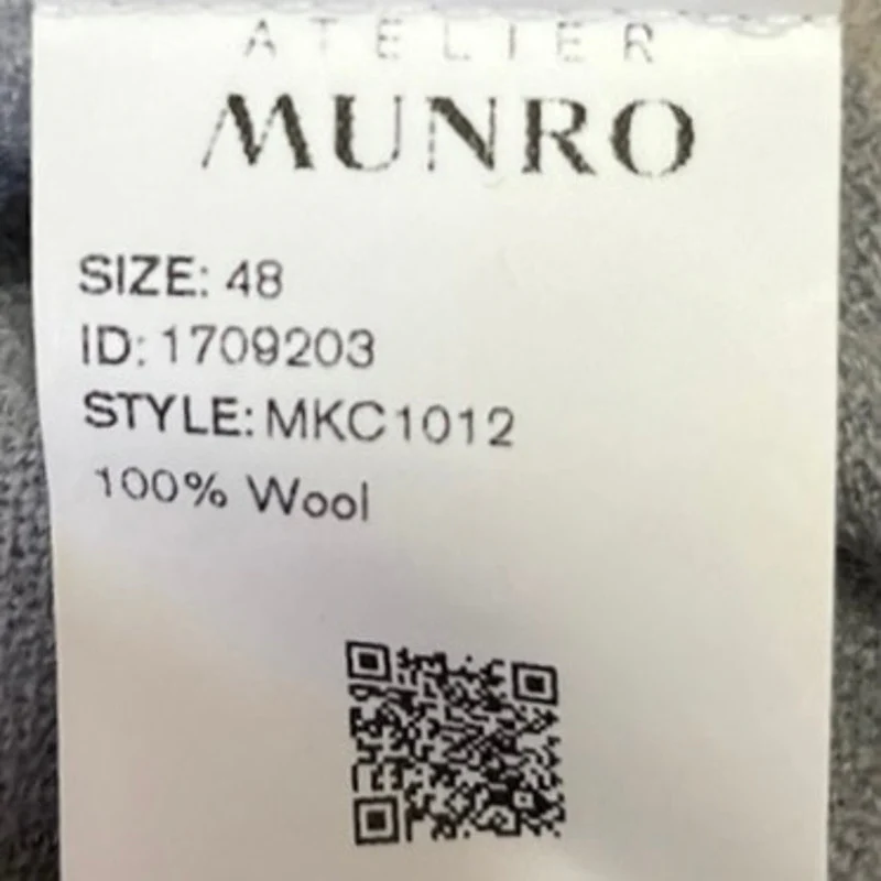 Atelier Munro Gray 100% Wool Short Sleeve Collar V-Neck Knit Polo Shirt Top Sz S - Image 4