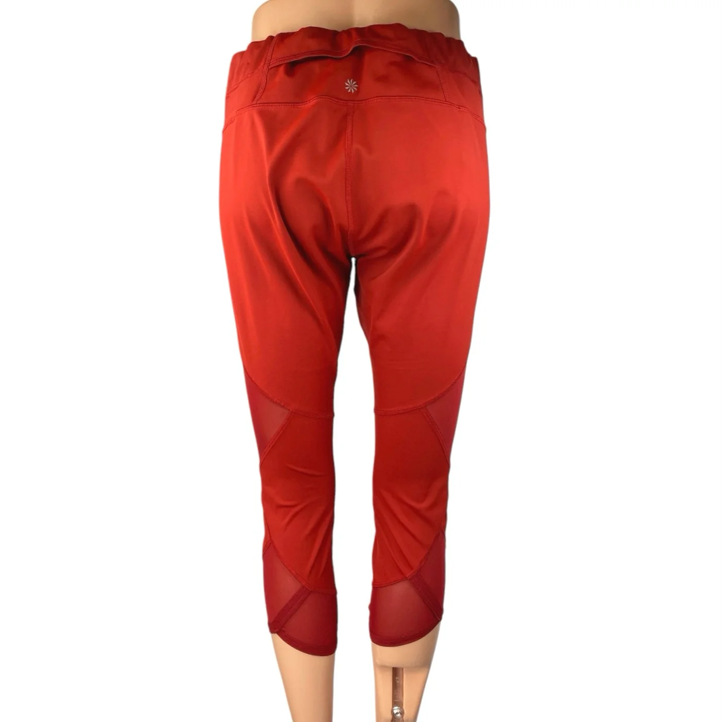 Athleta Aura Sonar Red Mid Rise Skinny Activewear Crop Tight Leggings Pants Sz L - Image 3