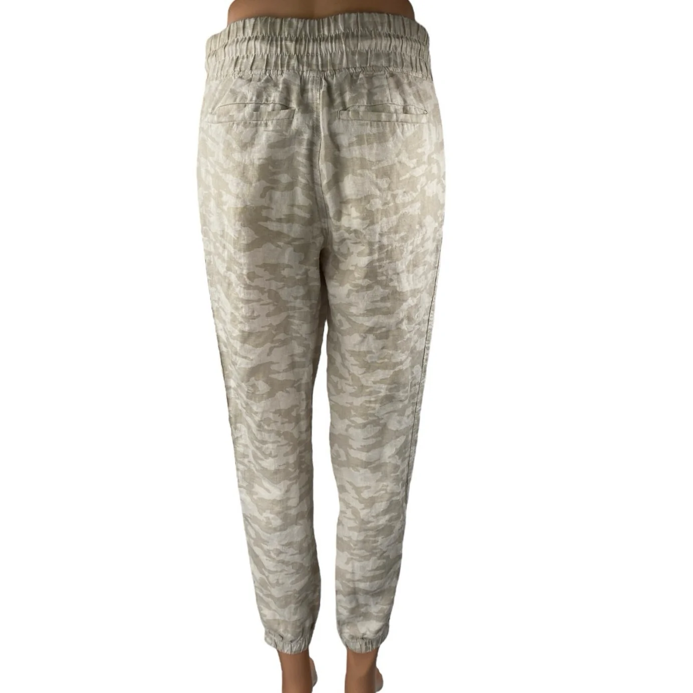 Athleta Cabo Tide Linen Women's Beige High Rise Jogger Sweat Pants Size 0P - Image 3