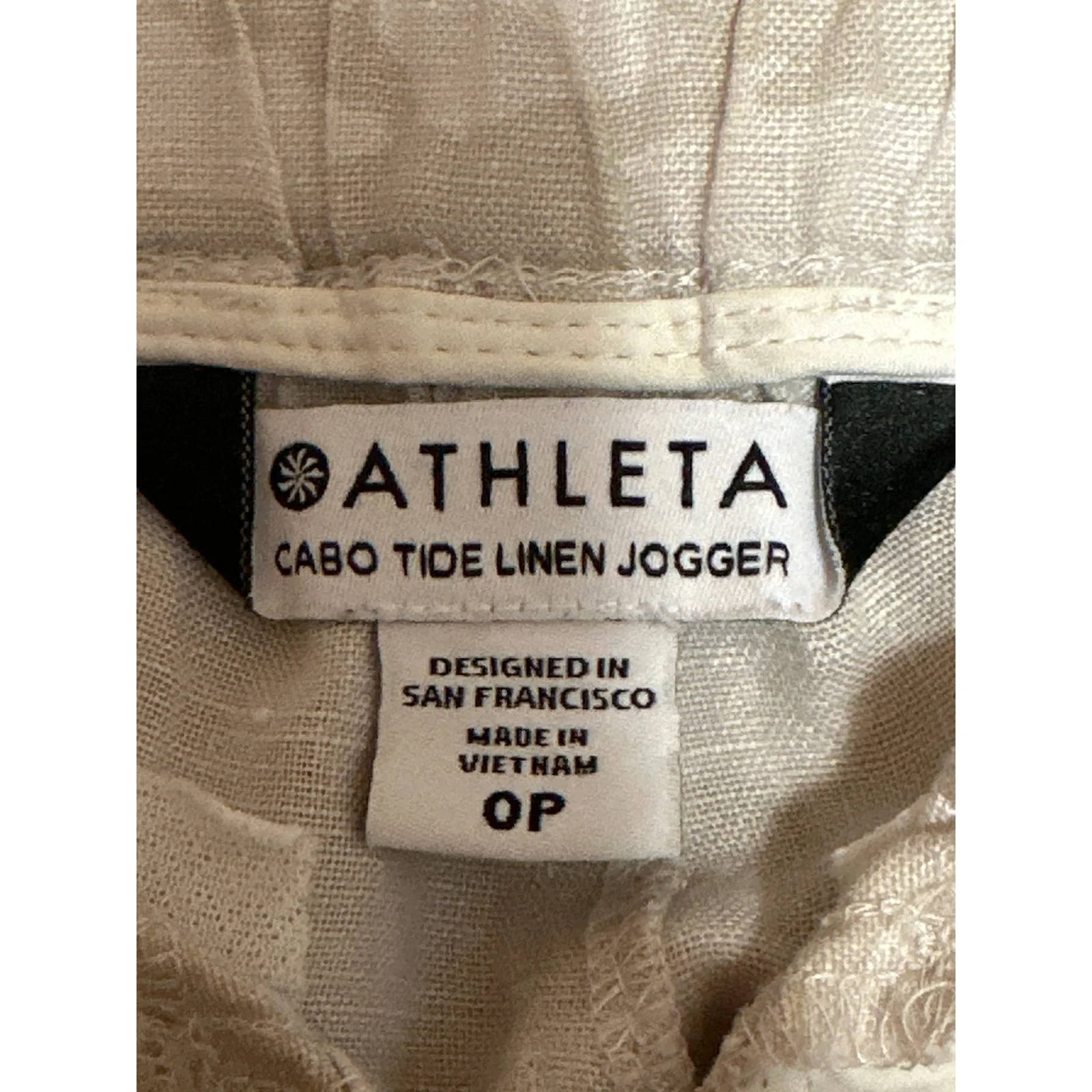 Athleta Cabo Tide Linen Women's Beige High Rise Jogger Sweat Pants Size 0P - Image 4