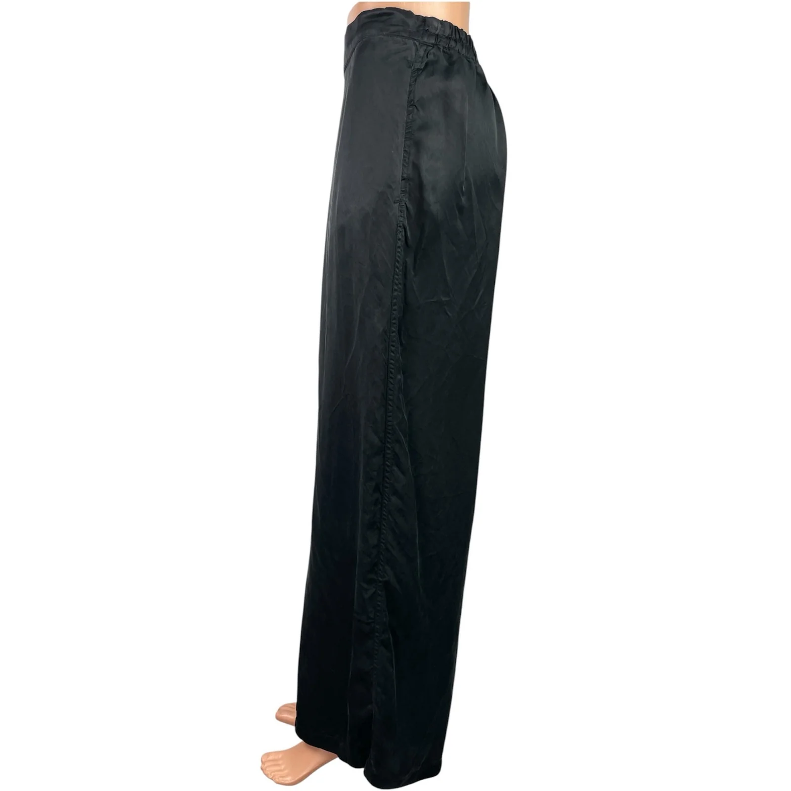 Athleta Calm Cool Women's Black High Rise Baggy Wide Leg Trousers Pants Size L - Image 2