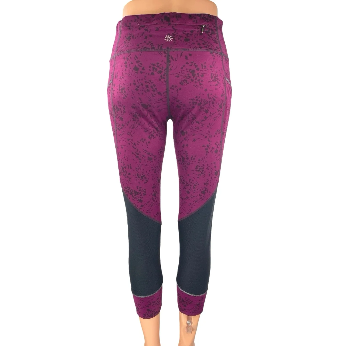 Athleta Floral Garden Relay 2.0 Maroon Activewear Fitness Capri Leggigs Pants S - Image 3