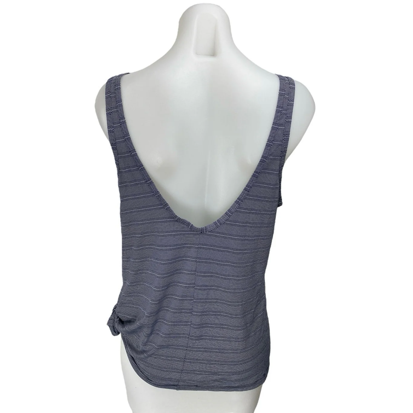 Athleta Max Out Blue Striped Sleeveless Tie Knot Activewear Fitness Tank Top M - Image 2