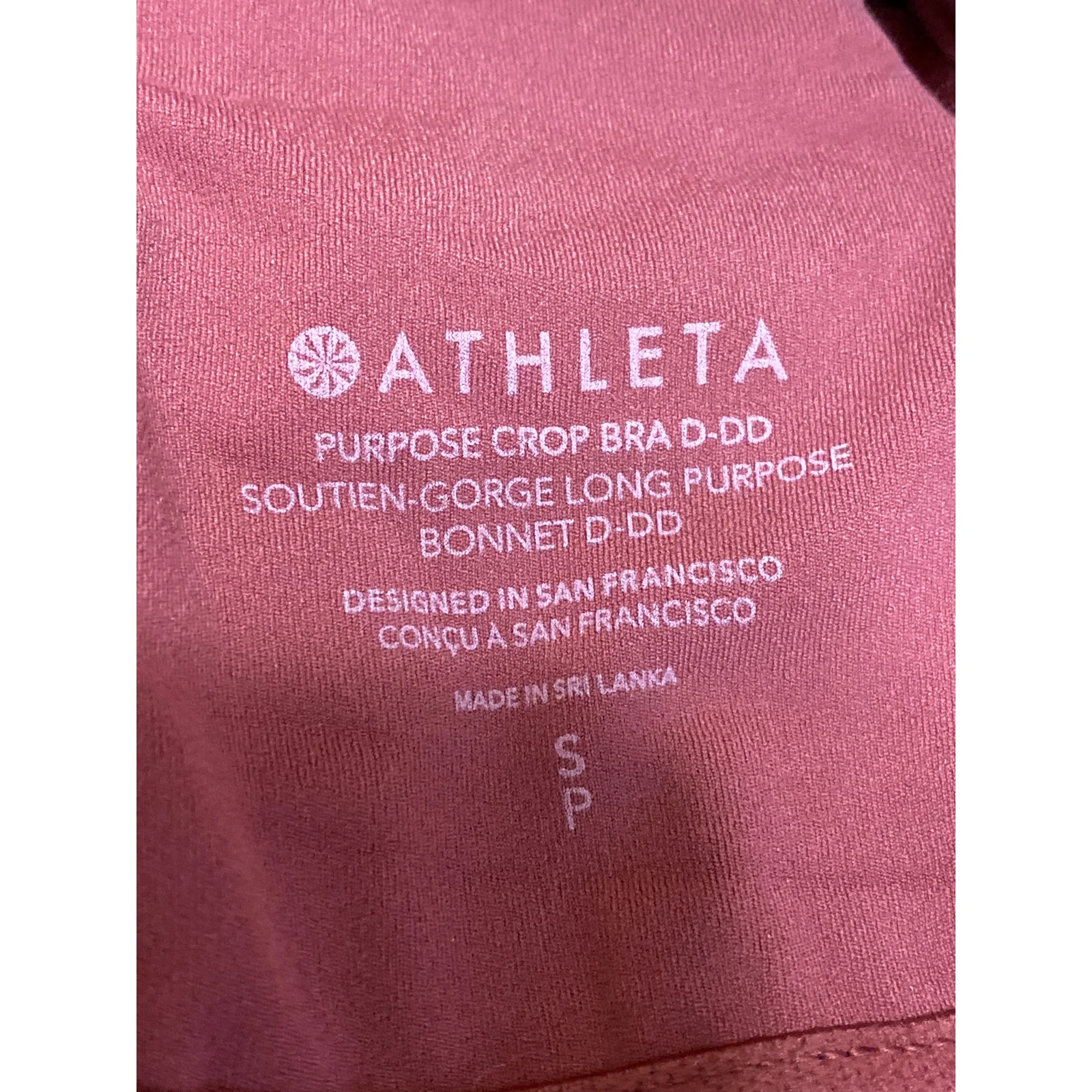 Athleta Purpose Crop Bra D-DD Red Racerback Yoga Workout Athletic Crop Top Sz S - Image 5