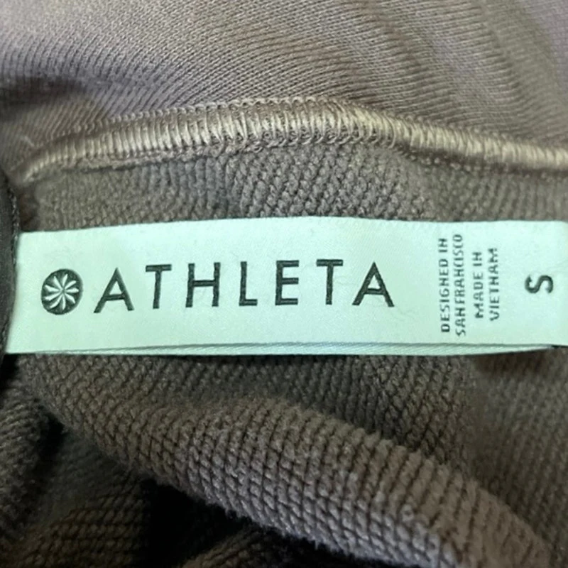 Athleta Recover Brown Mauve Drawstring Pullover Zip Pockets Hoodie Sweatshirt  S - Image 3