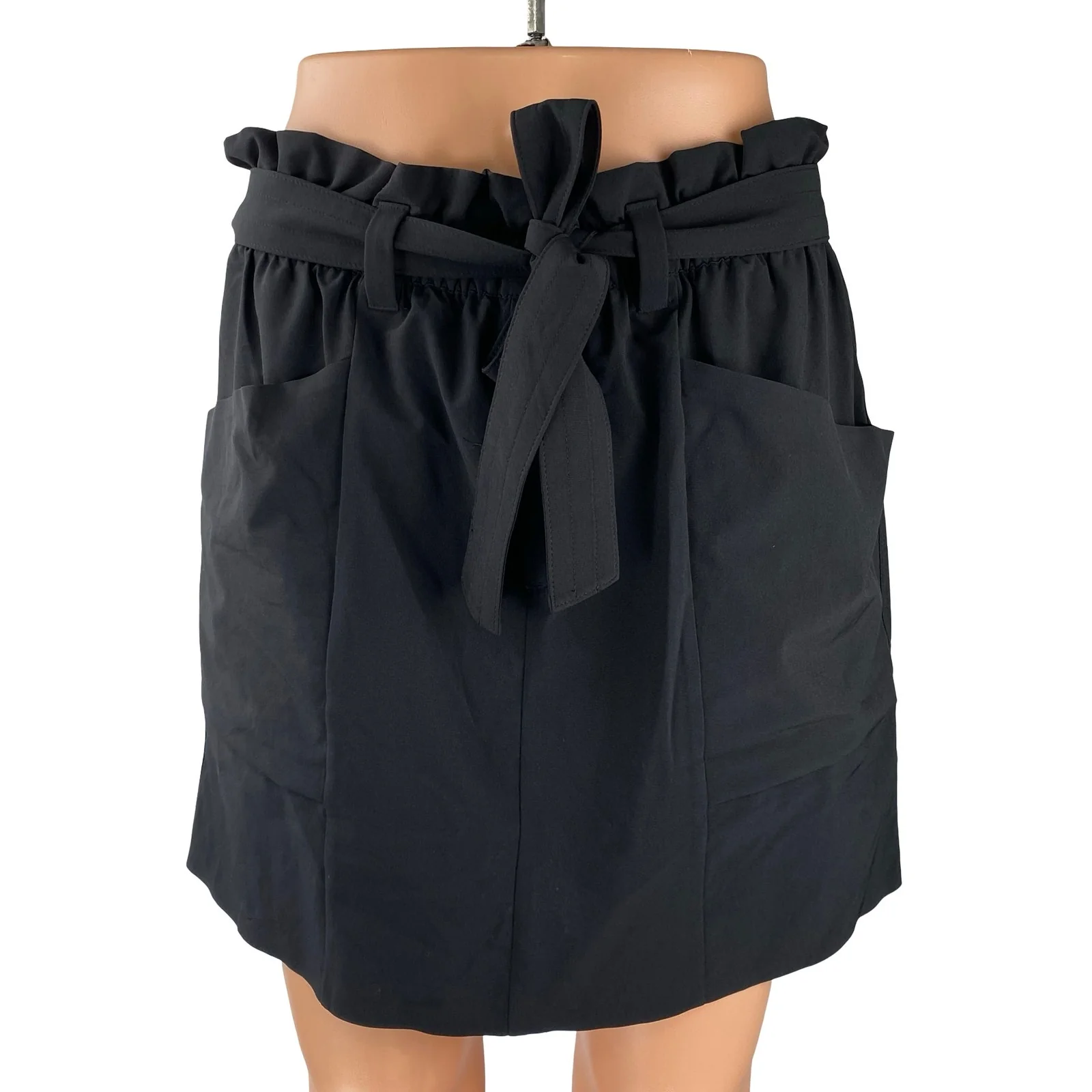 Athleta Skyline Womens Black Yoga Gym Athletic Activewear Paperbag Skort Skirt 8