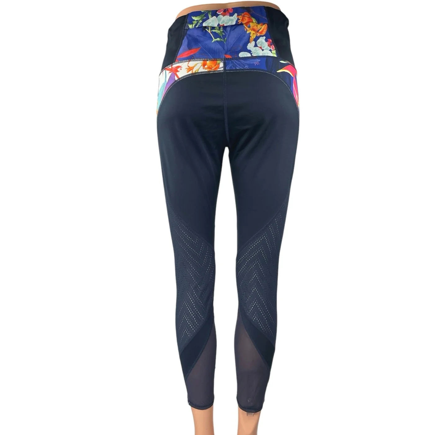 Athleta Tropical Precision Black High Waist Skinny Activewear Legging Pants M - Image 3