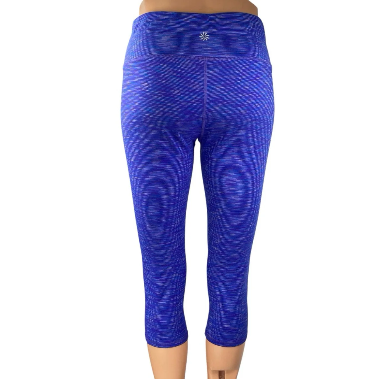 Athleta Women Blue Purple Low Rise Capri Yoga Workout Athletic Leggings Pants M - Image 3