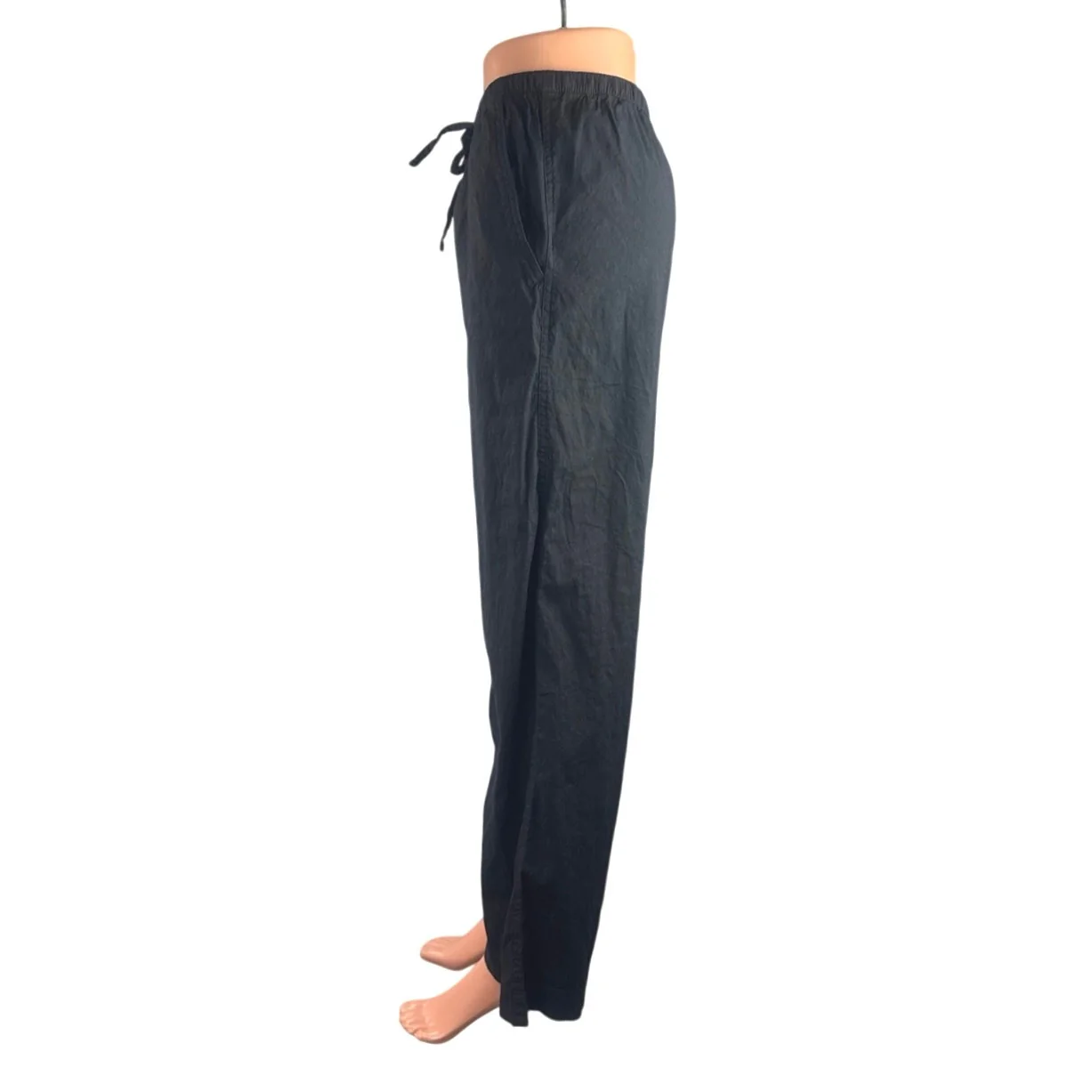 Athleta Women's Black Linen High Rise Lounge Wide Leg Palazzo Trousers Pants XXS - Image 2