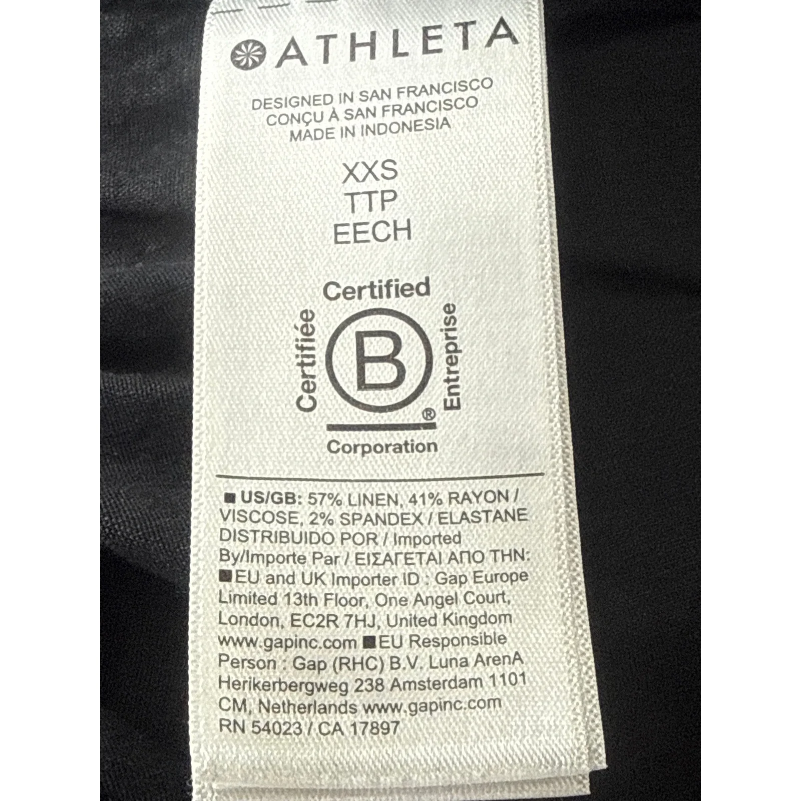 Athleta Women's Black Linen High Rise Lounge Wide Leg Palazzo Trousers Pants XXS - Image 5