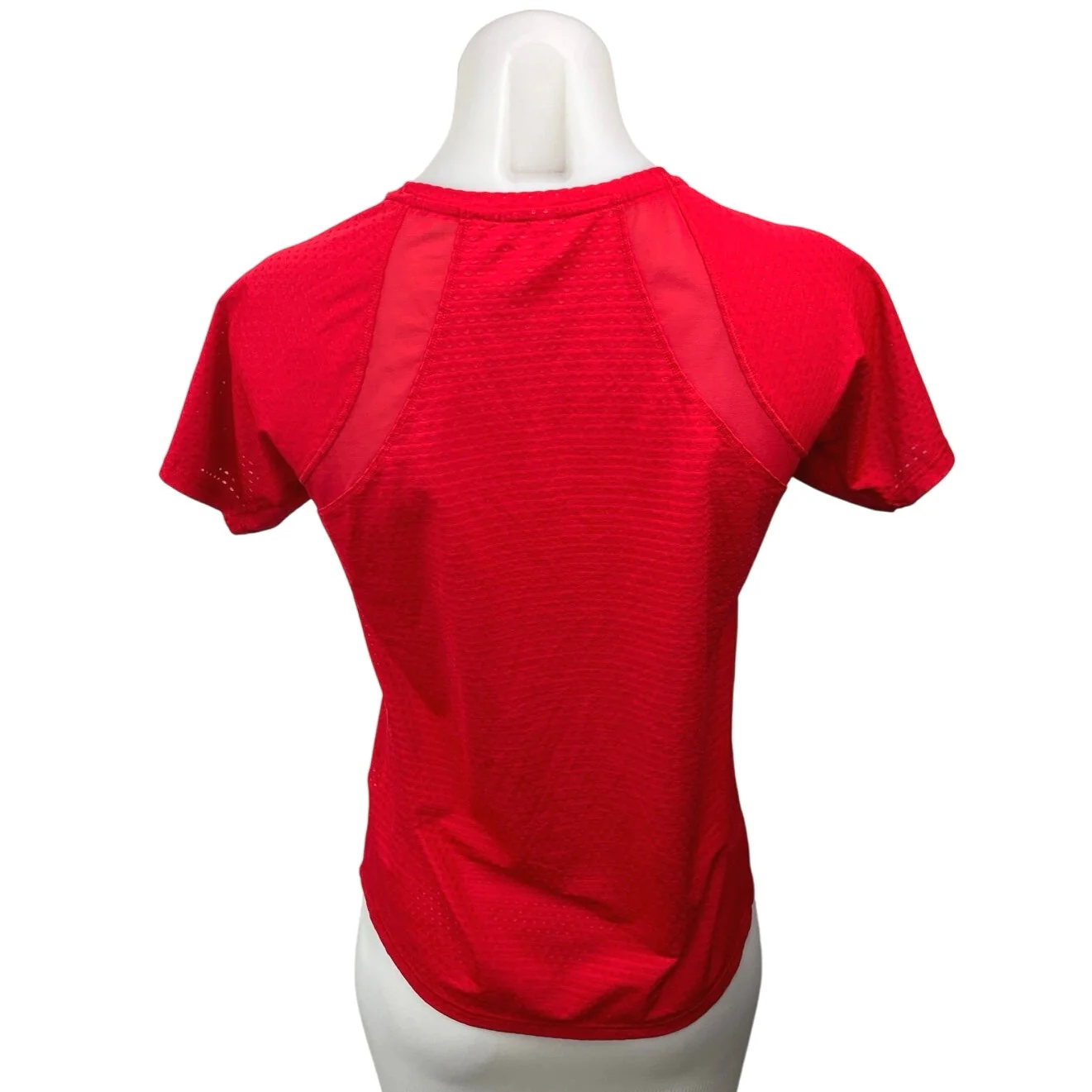 Athleta Women's Red Mesh Round Neck Short Sleeve Athletic Tee T-shirt Top Sz XS - Image 2