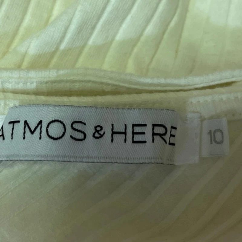 Atmos & Here Women's White Rib Knit Sleeveless Cami Camisole Crop Tank Top Sz 10 - Image 3