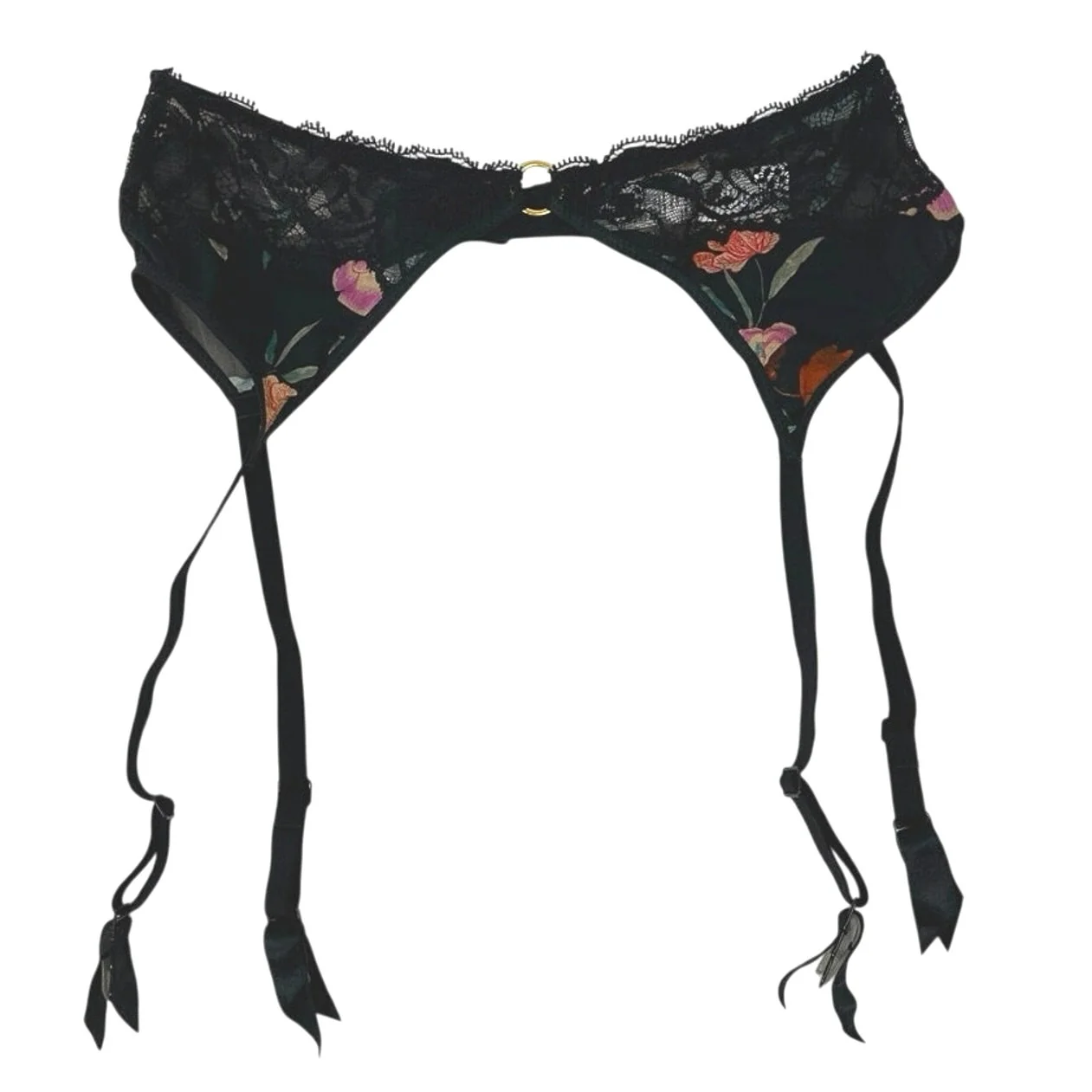 Aubade Women's Black Lace Sheer Corset Garter Belt Waist Cincher Lingerie Size S - Image 4