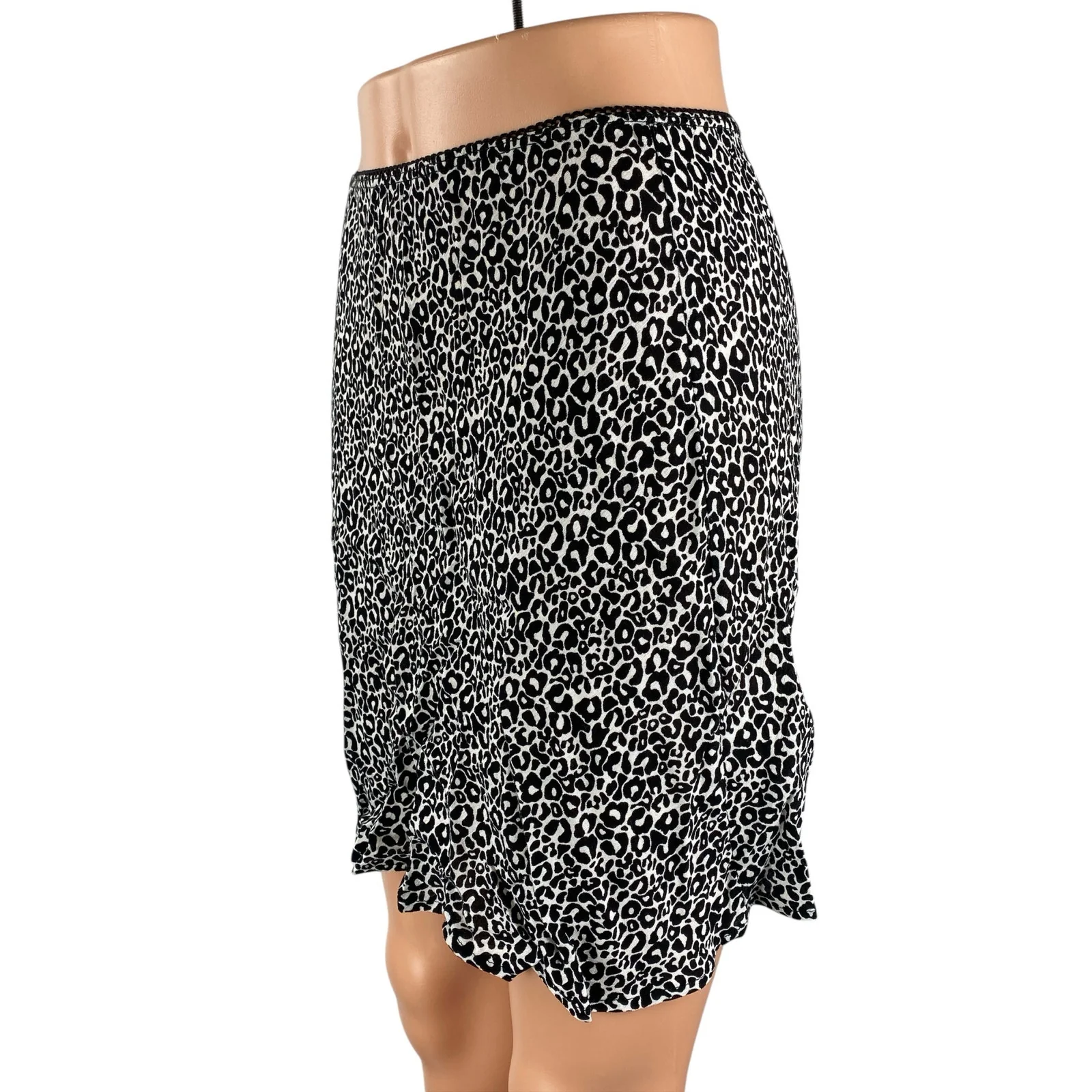 Audrey 3+1 Women's Black White Leopard Print High Rise Mini Bodycon Skirt Size S - Image 2