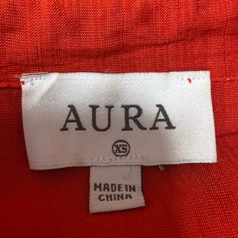 Aura Red Short Puff Sleeve Tiered Tie Waist A Line Midi Shirt Dress Size XS - Image 4