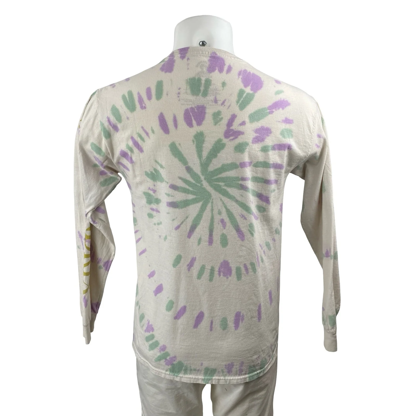Authentic Hendrix Men's Beige Jimi Hendrix Tie Dye Long Sleeve T Shirt Tee Top M - Image 4