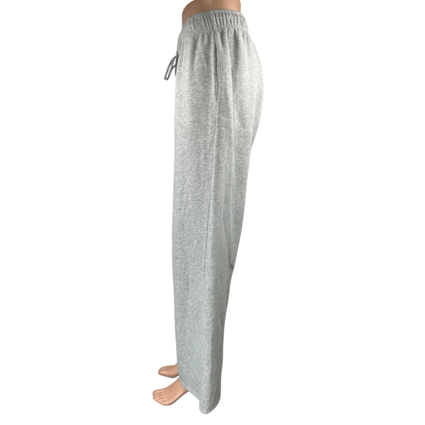 Automet Gray Fleece High Waist Flared Wide Leg Trousers Lounge Sweatpants Size L - Image 2