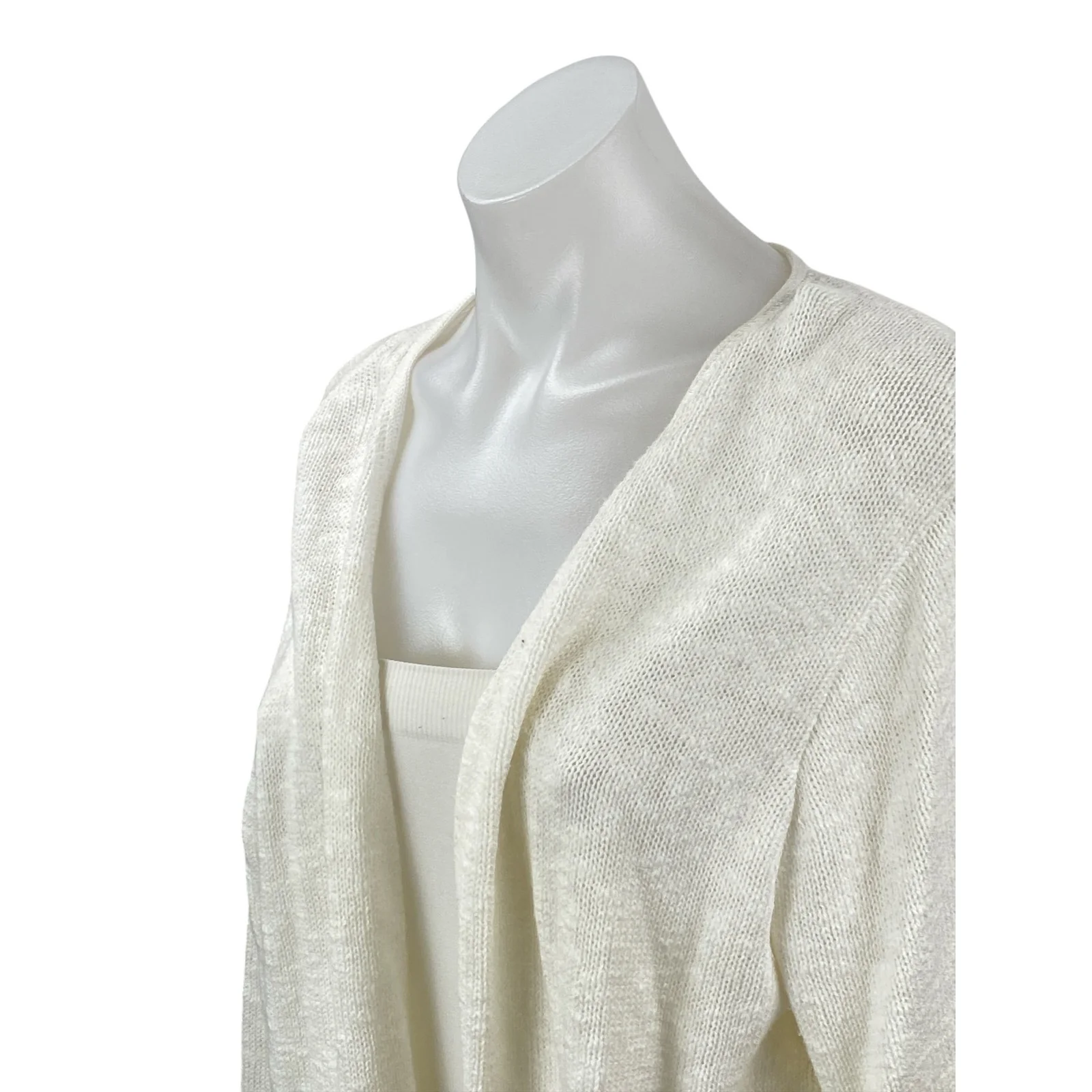 Avalin Womens White Long Sleeve Relaxed Shrug Open Front Cardigan Sweater Top OS - Image 3