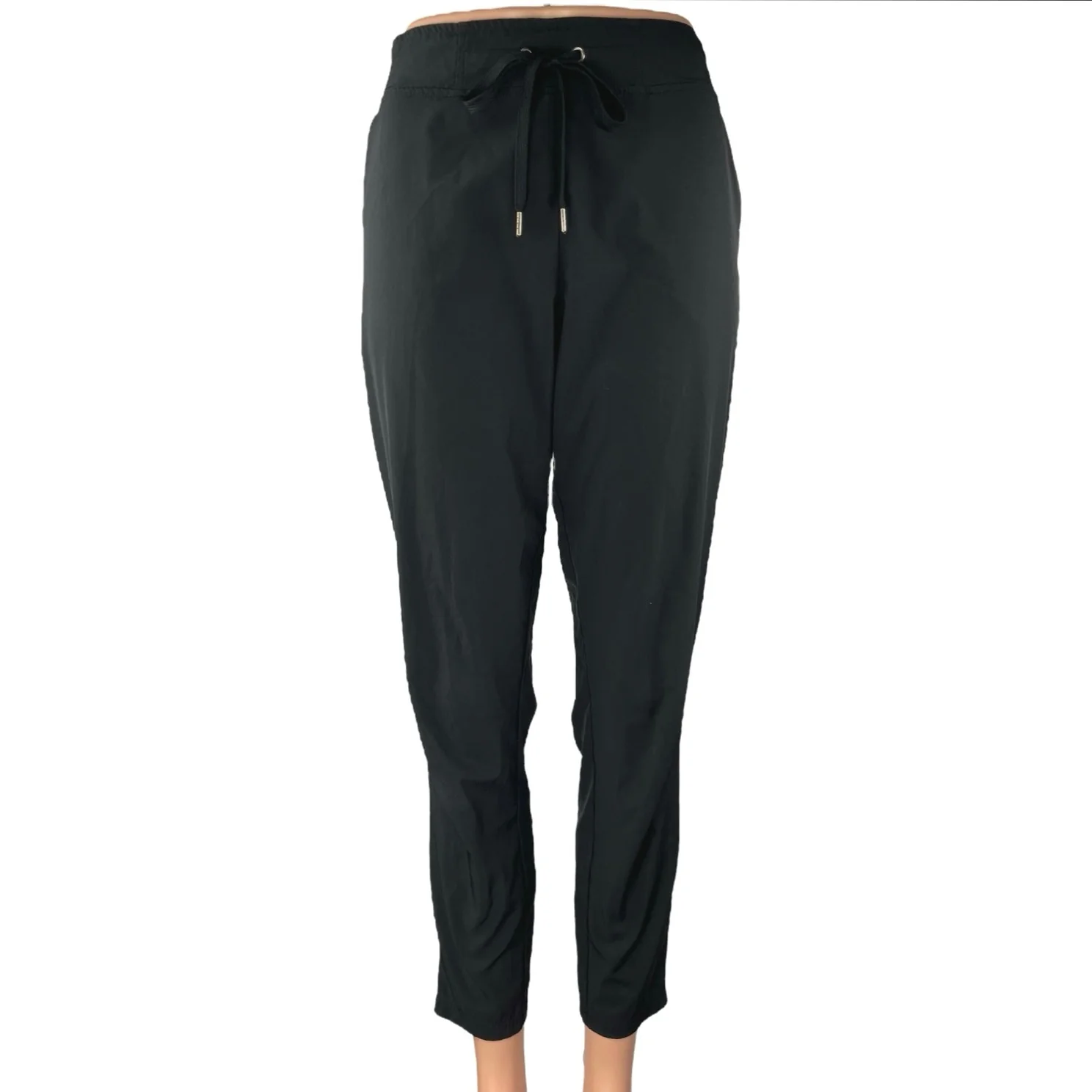 Avia Black Parachute Sweat Drawstring Straight Tapered Windbreaker Pants Size S