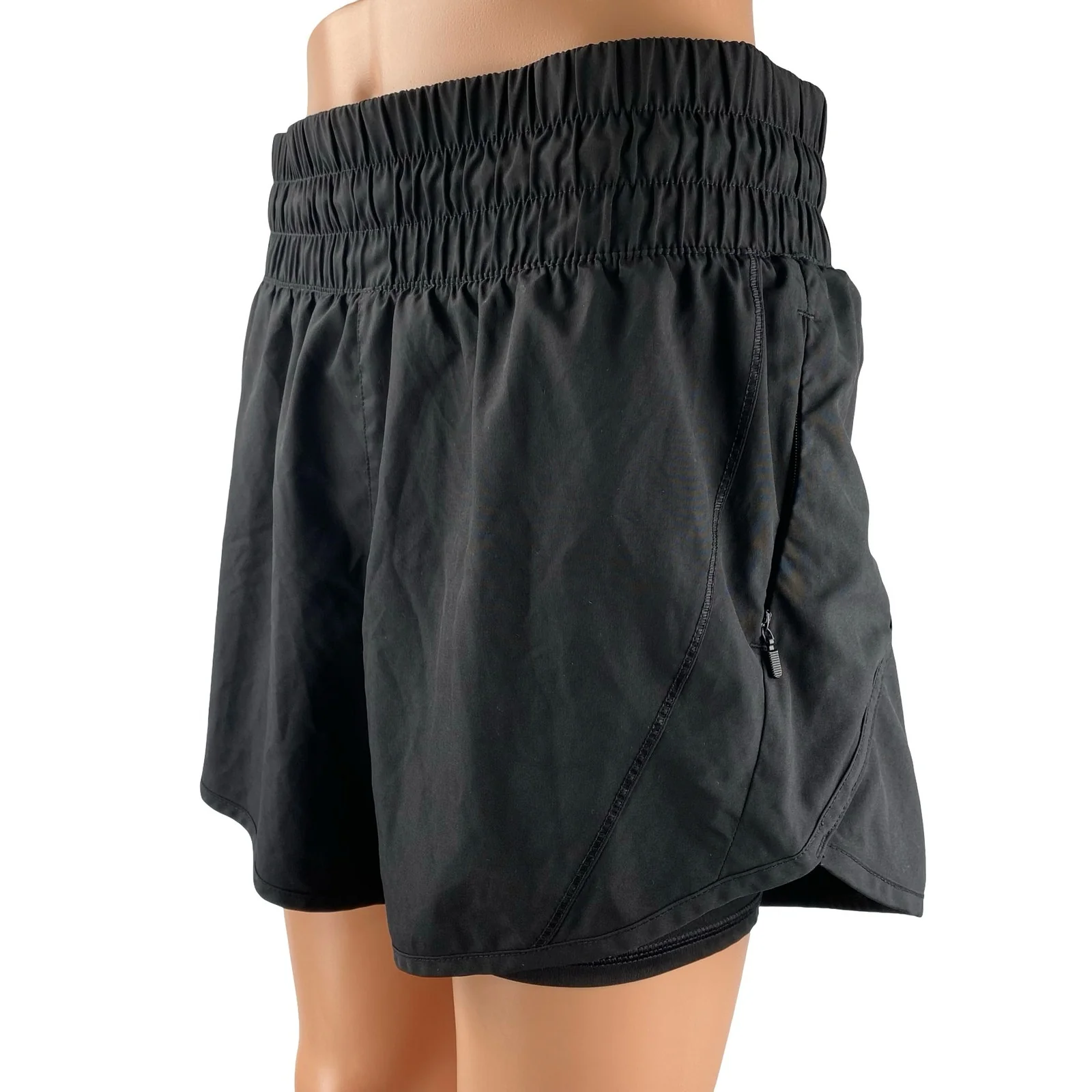 Avia Women's Black High Rise Running Yoga Gym Athletic Activewear Biker Shorts M - Image 3