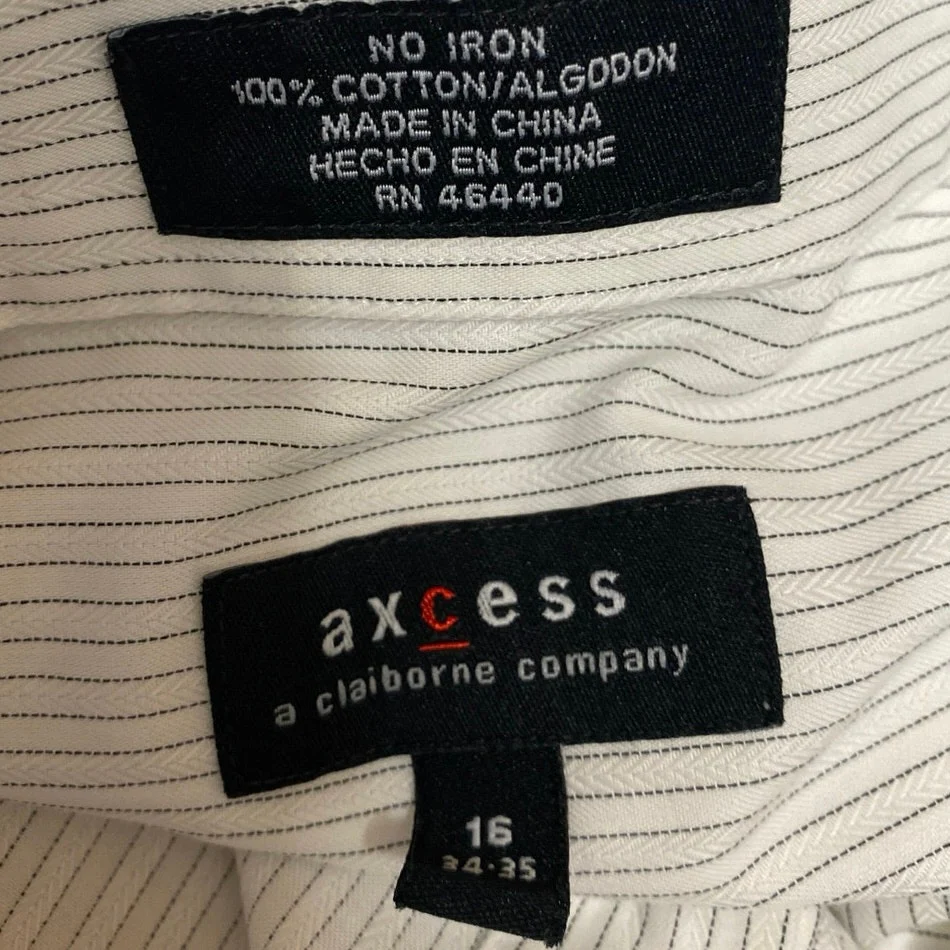 Axcess Women's White Striped Long Sleeve Cropped Button Down Shirt Top Size 16 - Image 3