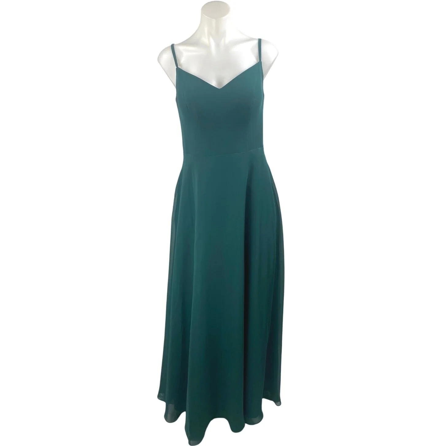 Azazi Blue Sleeveless V Neck A Line Bridesmaid Gown Cami Maxi Dress Size M