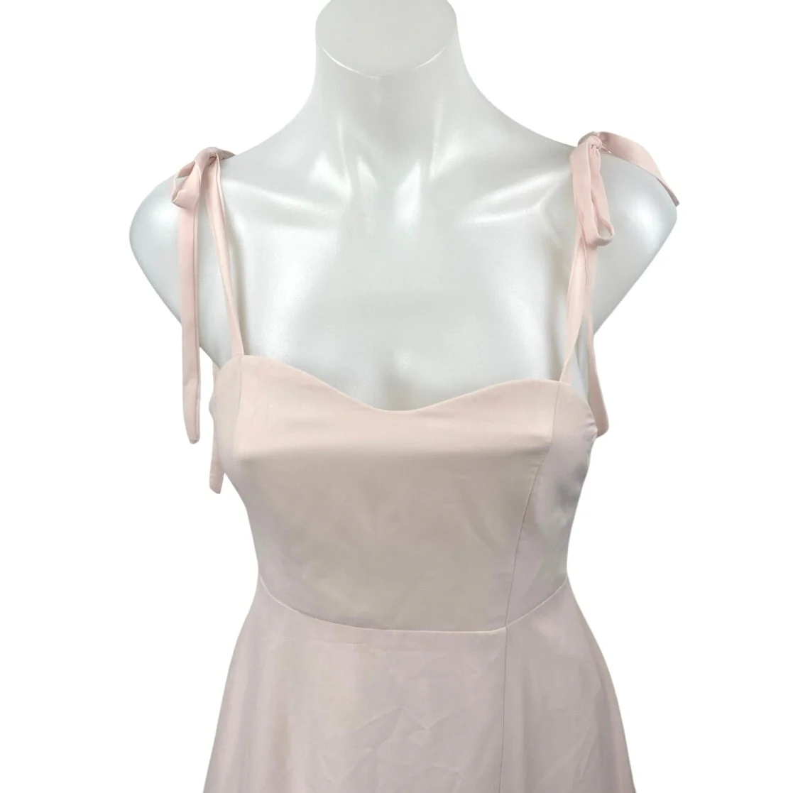 Azazie Pink Sleeveless Tie Strap Bridesmaid Cami Tank Fit & Flare Midi Dress 14 - Image 4
