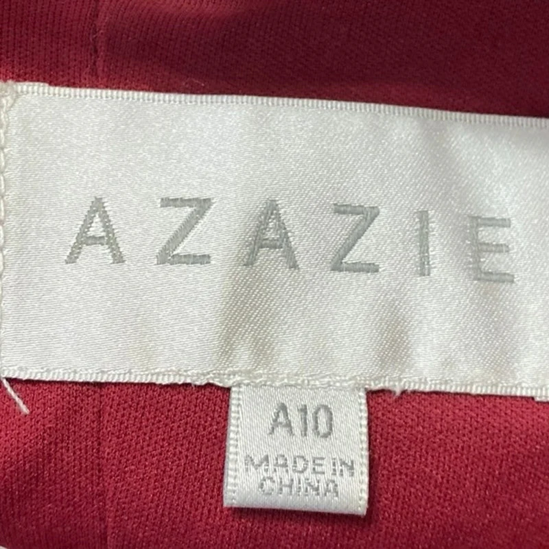 Azazie Red Velvet Velour One Shoulder Sleeveless Maxi Formal A-line Dress Sz 10 - Image 4