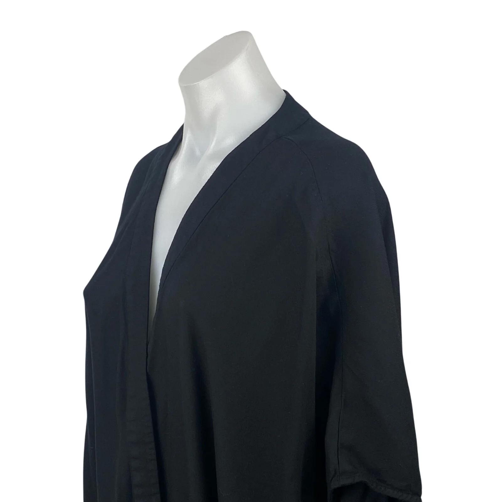Azure Skies Women's Black V Neck Open Front Tunic Kaftan Blouse Top Size XXS/XS - Image 2