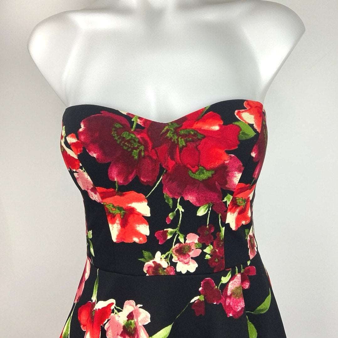 B. Darlin Black Red Strapless Sweetheart Tiered Fit And Flare Mini Dress Sz 7/8 - Image 3
