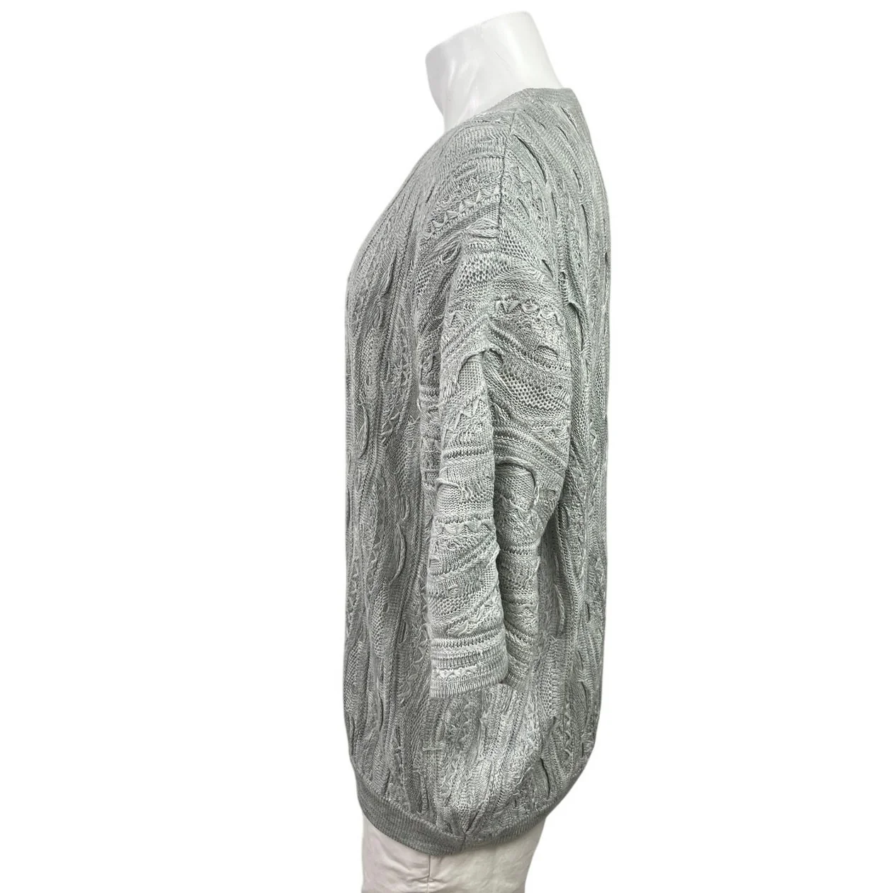 Baam-X Men's Gray Knitted Balloon Puff Short Sleeve Sweater T-Shirt Top Size XL - Image 2