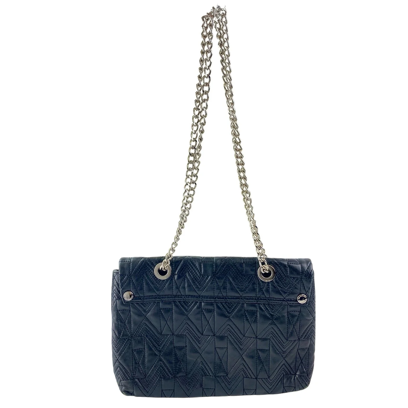Badgley Mischka Black Faux Leather Vegan Chain Crossbody Purse Bag Handbag OS - Image 3