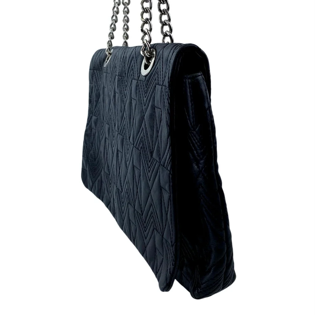 Badgley Mischka Black Faux Leather Vegan Chain Crossbody Purse Bag Handbag OS - Image 4