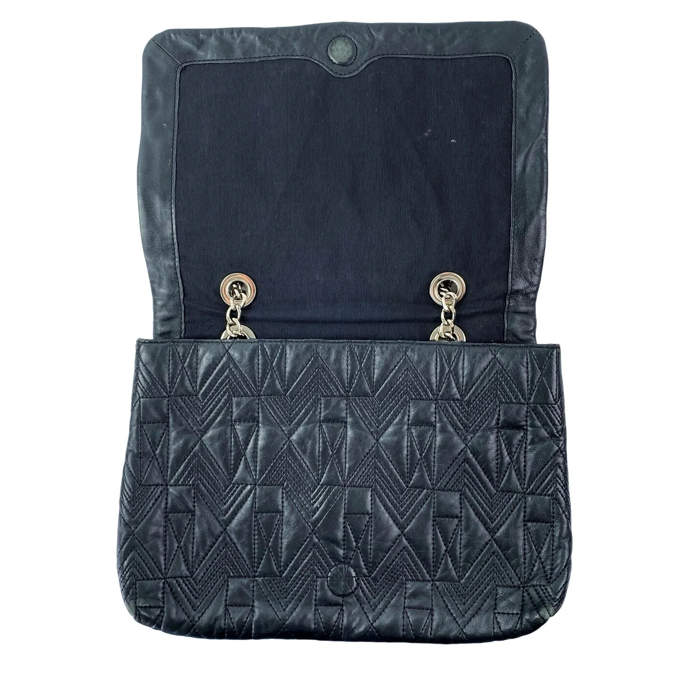 Badgley Mischka Black Faux Leather Vegan Chain Crossbody Purse Bag Handbag OS - Image 5
