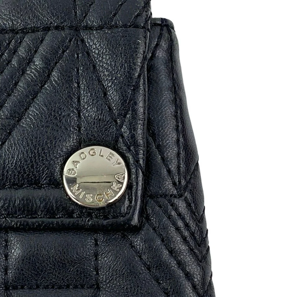 Badgley Mischka Black Faux Leather Vegan Chain Crossbody Purse Bag Handbag OS - Image 7