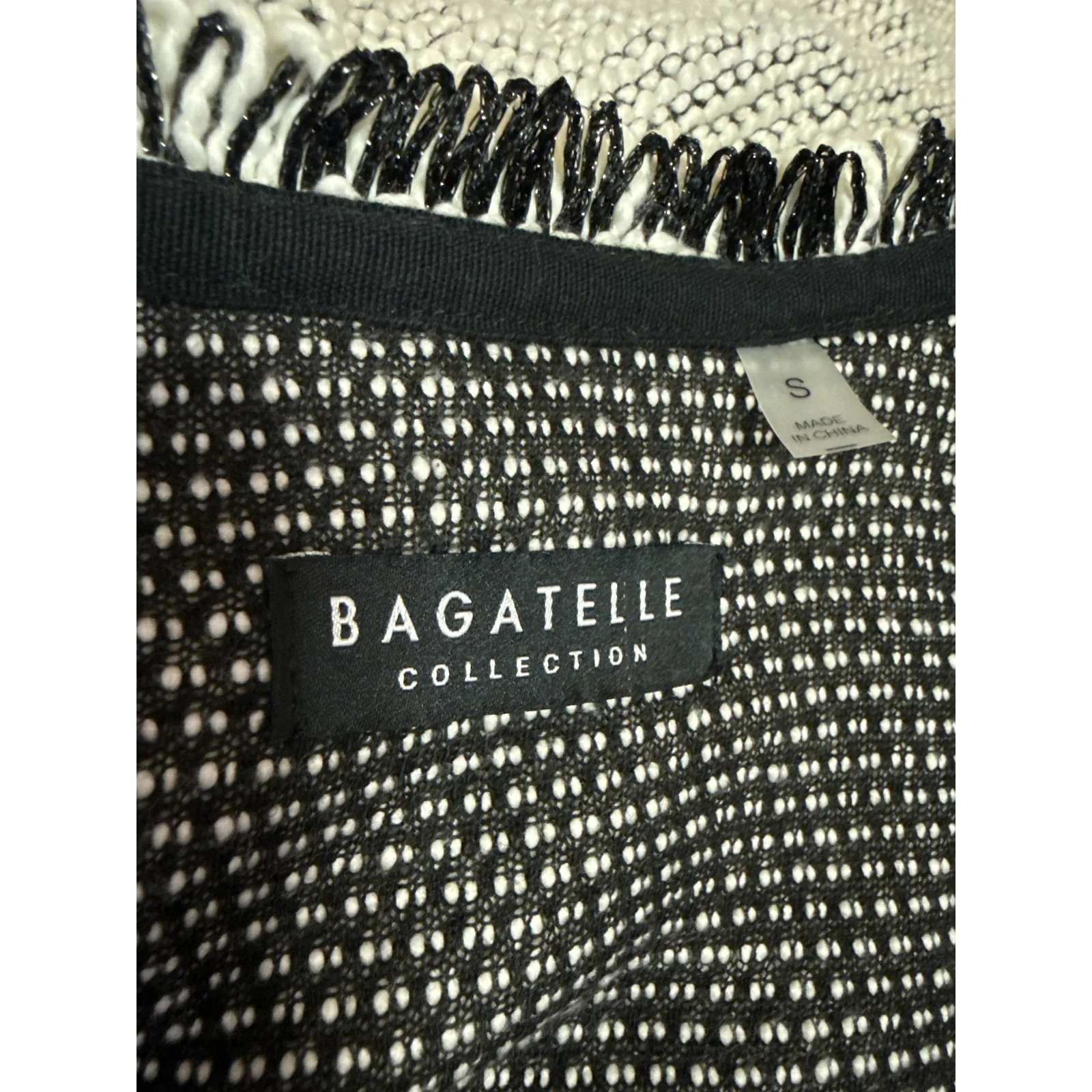 Bagatelle Gray Metallic Tweed Long Sleeve Open Front Fringe Blazer Coat Jacket S - Image 4