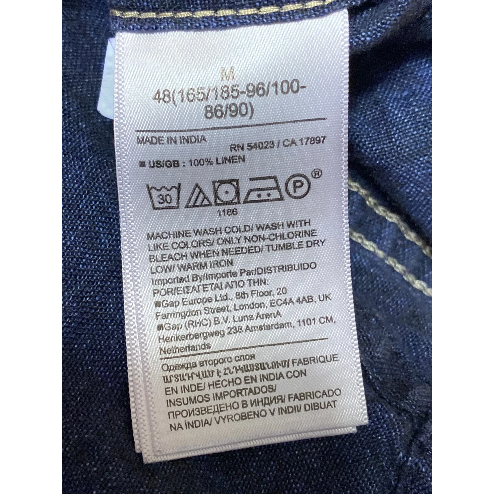 Banana Republic 100% Linen Men's Blue Short Sleeve Button Down Shirt Top Size M - Image 5