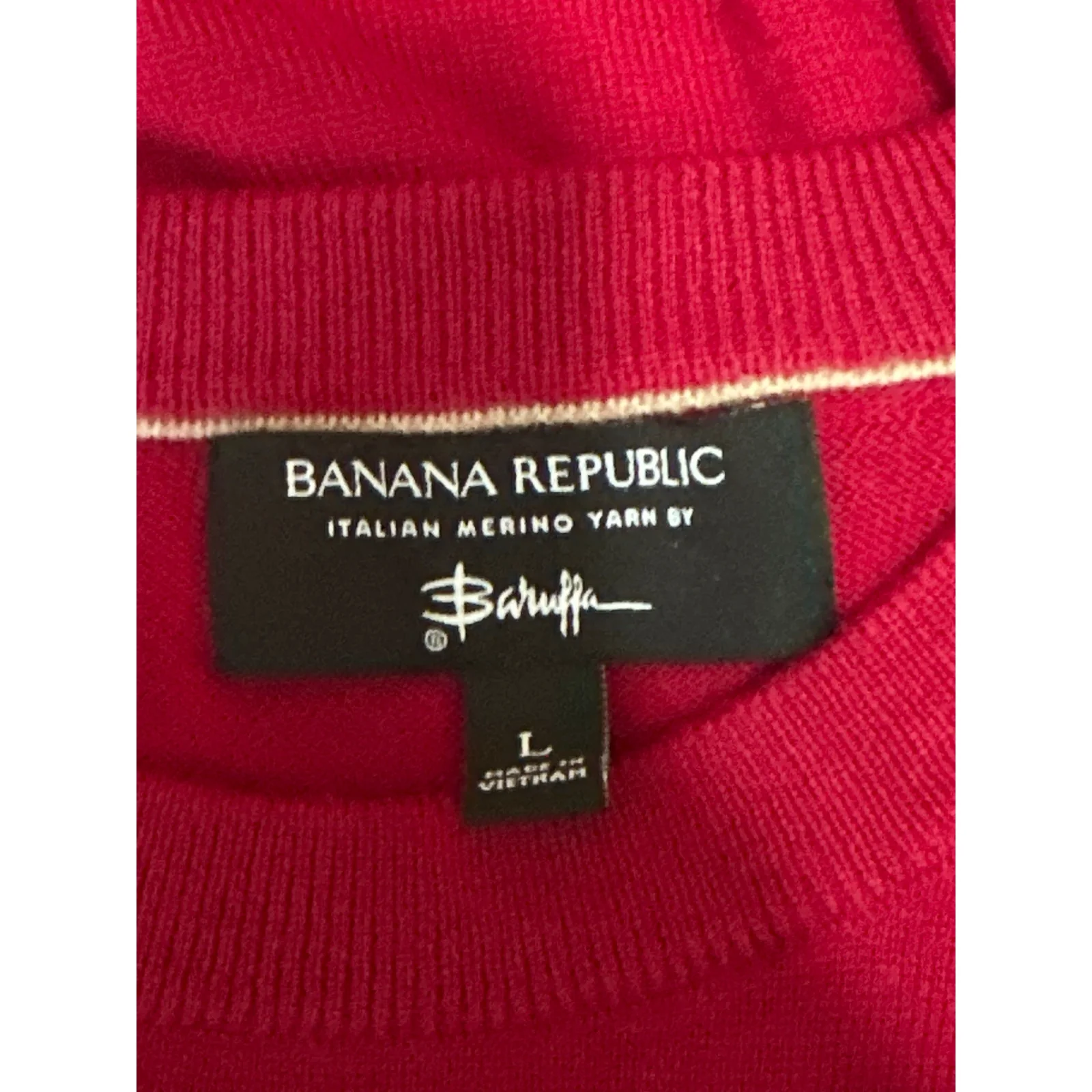 Banana Republic 100% Merino Wool Men's Red Crewneck Long Sleeve Sweater Top Sz L - Image 3