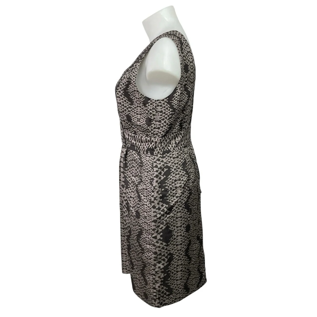 Banana Republic 100% Silk Snake Print VNeck Sleeveless Mini A-Line Wrap Dress 14 - Image 2