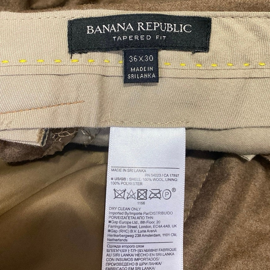 Banana Republic 100% Wool Men's Brown Straight Tapered Trousers Dress Pants 36 - Image 4