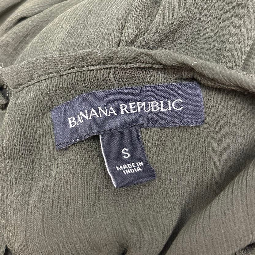 Banana Republic Army Green Ruched Pintuck Bateau Sleeveless Blouse Top Size S - Image 7