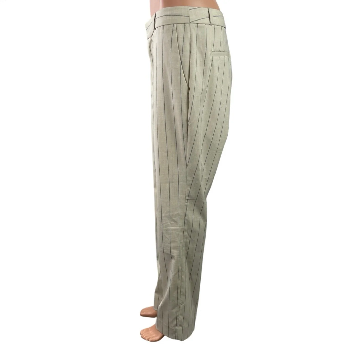 Banana Republic Beige Striped High Waisted Straight Leg Trousers Dress Pants 6 - Image 2
