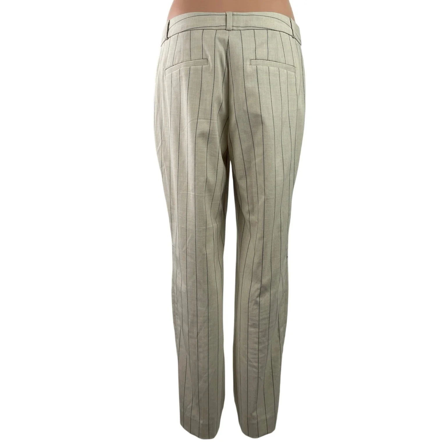 Banana Republic Beige Striped High Waisted Straight Leg Trousers Dress Pants 6 - Image 3