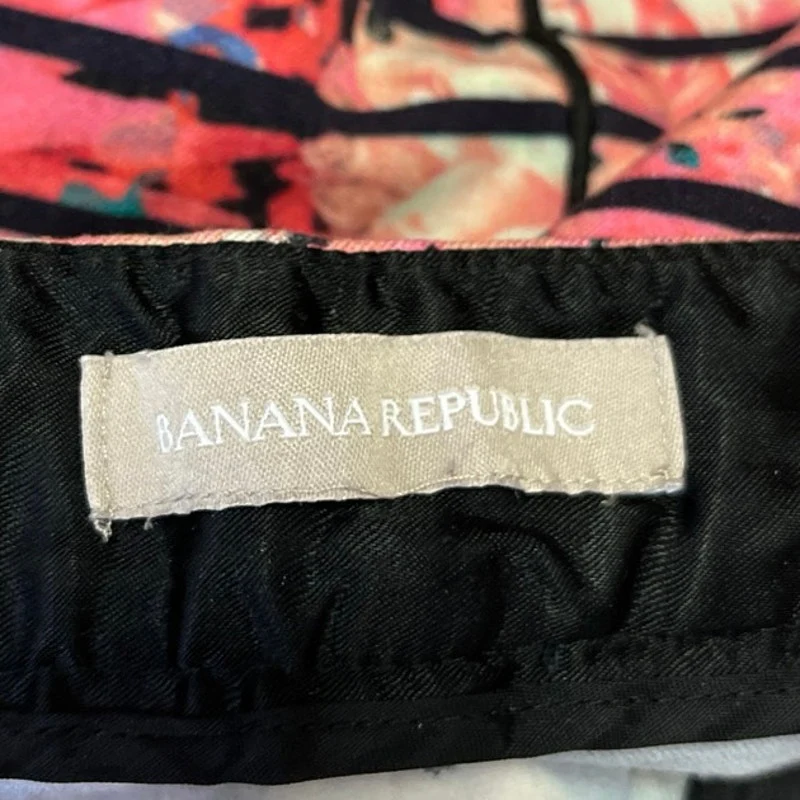 Banana Republic Bella Pink Striped Floral Mini A-Line Trumpet Flared Skirt Sz S - Image 4