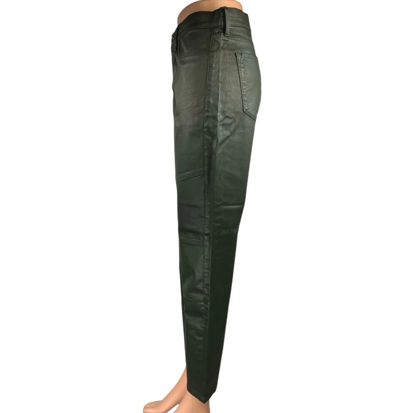 Banana Republic Black Faux Vegan Leather Skinny Mid Rise Trousers Pants Size 29 - Image 2