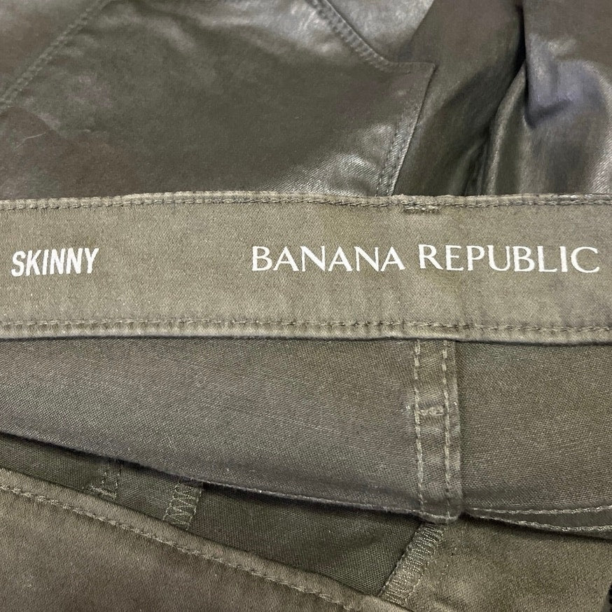 Banana Republic Black Faux Vegan Leather Skinny Mid Rise Trousers Pants Size 29 - Image 4